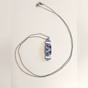 Stunning Stacked Pendant Necklace with Amber Colour Crystals and Enamel